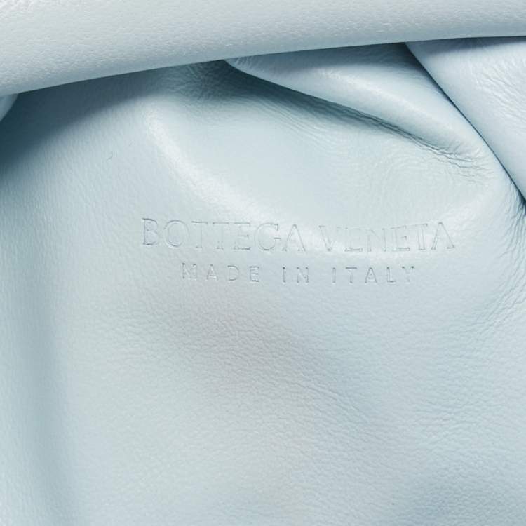 Pre Owned Bottega Veneta Light Blue Curly Raffia Mini The Pouch Bag