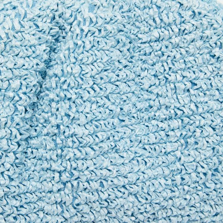 Pre Owned Bottega Veneta Light Blue Curly Raffia Mini The Pouch Bag