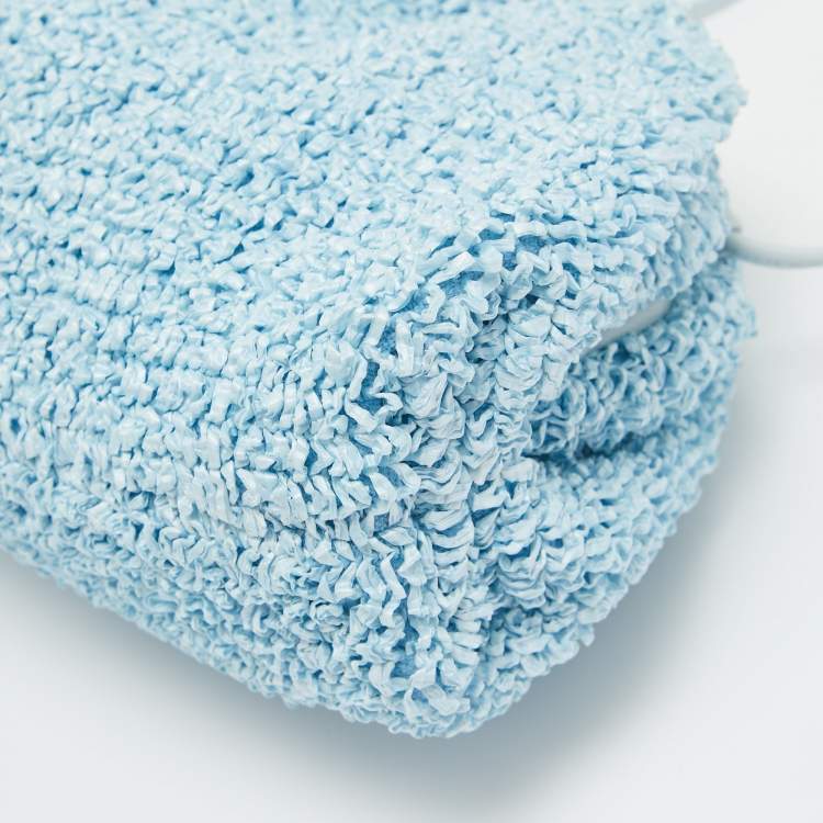 Pre Owned Bottega Veneta Light Blue Curly Raffia Mini The Pouch Bag