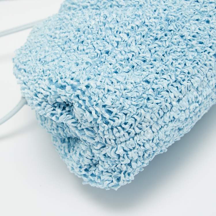 Pre Owned Bottega Veneta Light Blue Curly Raffia Mini The Pouch Bag