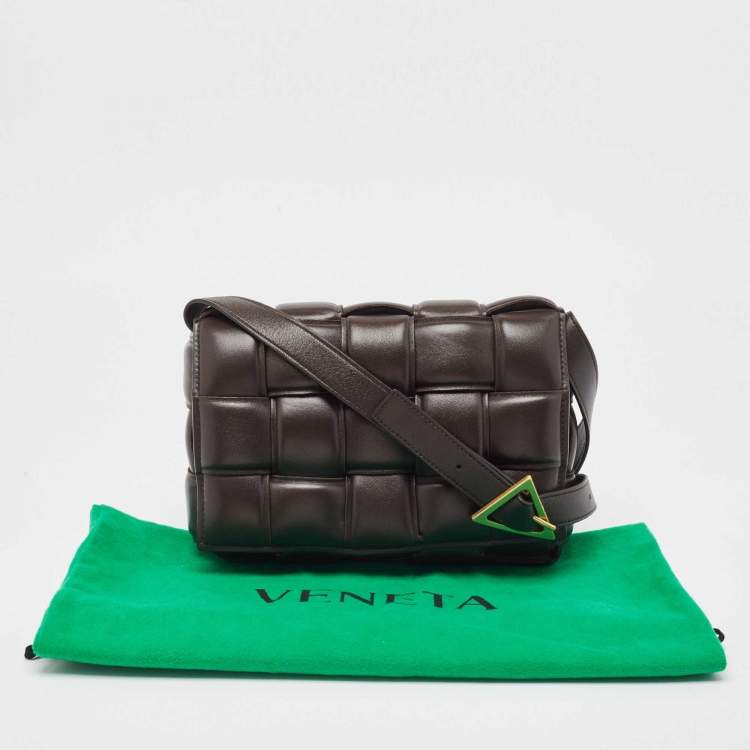Pre Owned Bottega Veneta Dark Brown Padded Leather Cassette Shoulder Bag