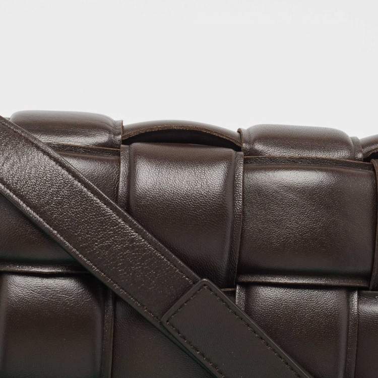 Pre Owned Bottega Veneta Dark Brown Padded Leather Cassette Shoulder Bag