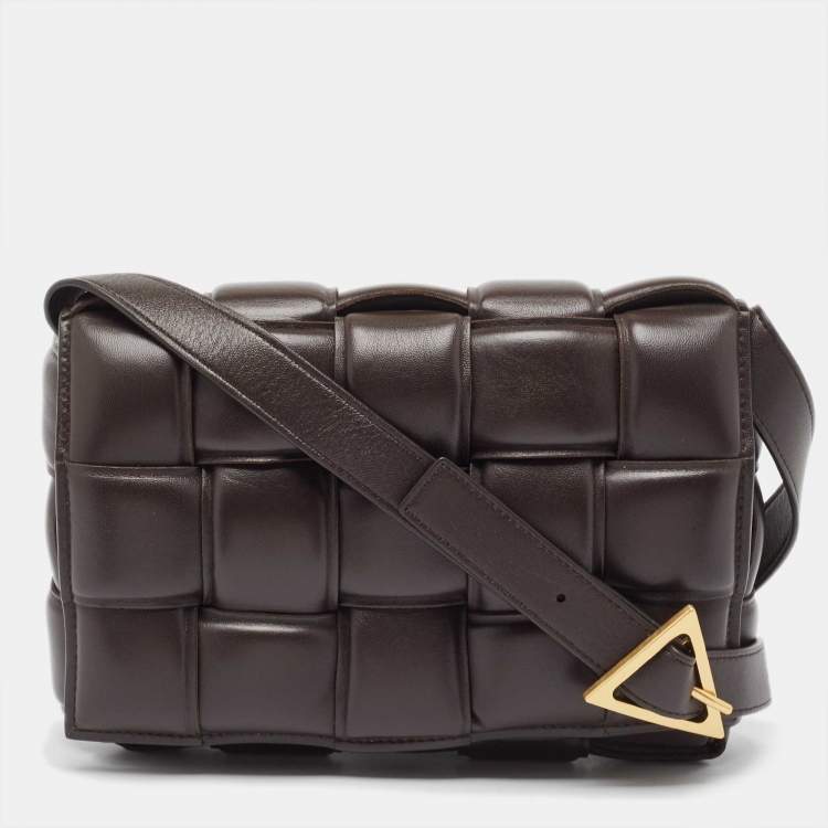 Pre Owned Bottega Veneta Dark Brown Padded Leather Cassette Shoulder Bag