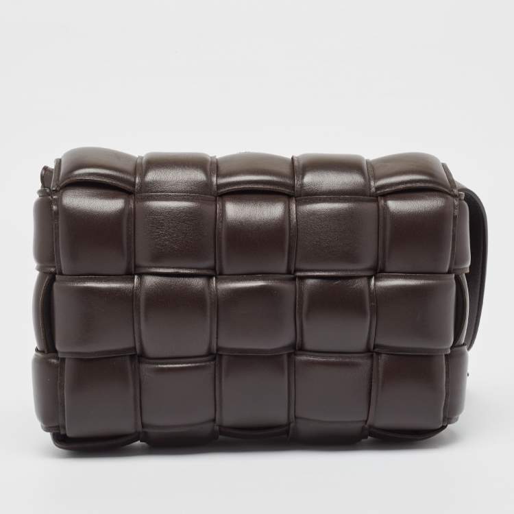 Pre Owned Bottega Veneta Dark Brown Padded Leather Cassette Shoulder Bag