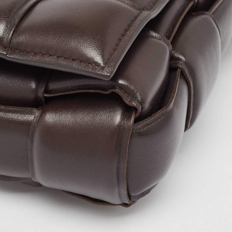 Pre Owned Bottega Veneta Dark Brown Padded Leather Cassette Shoulder Bag