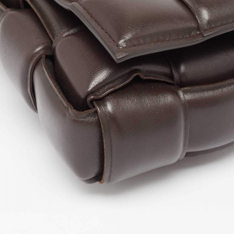 Pre Owned Bottega Veneta Dark Brown Padded Leather Cassette Shoulder Bag