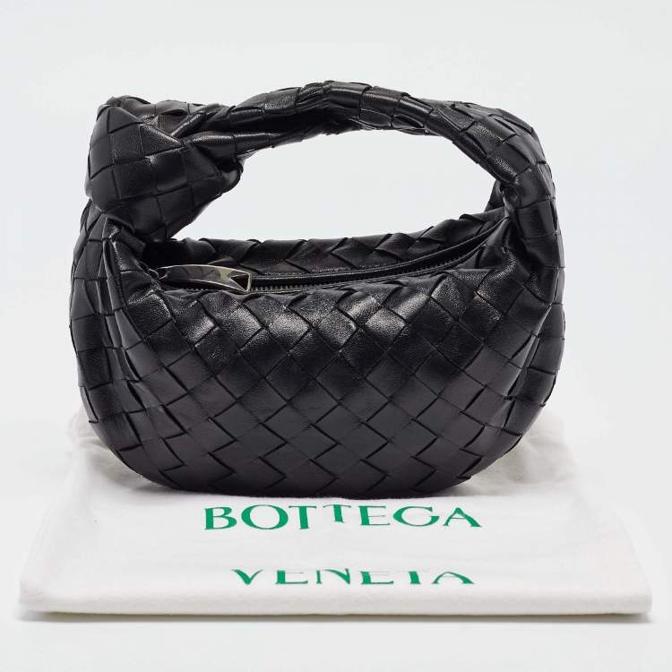Pre Owned Bottega Veneta Black Intrecciato Leather Mini BV Jodie Hobo