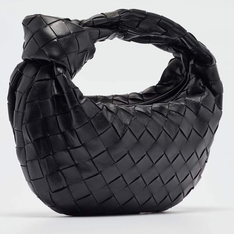 Pre Owned Bottega Veneta Black Intrecciato Leather Mini BV Jodie Hobo