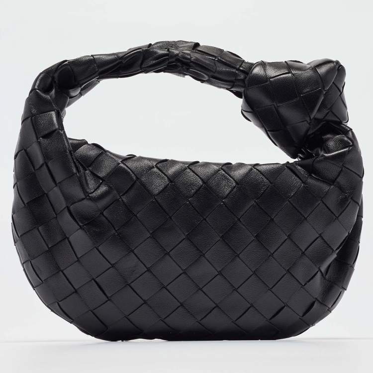 Pre Owned Bottega Veneta Black Intrecciato Leather Mini BV Jodie Hobo