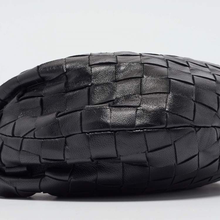 Pre Owned Bottega Veneta Black Intrecciato Leather Mini BV Jodie Hobo