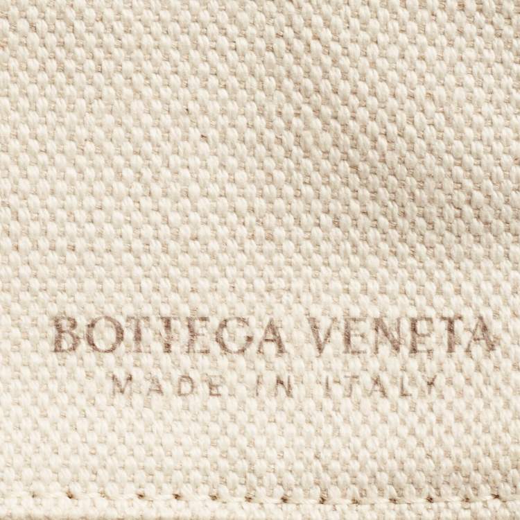 Pre Owned Bottega Veneta Off White/Black Intrecciato Canvas and Leather Arco Tote