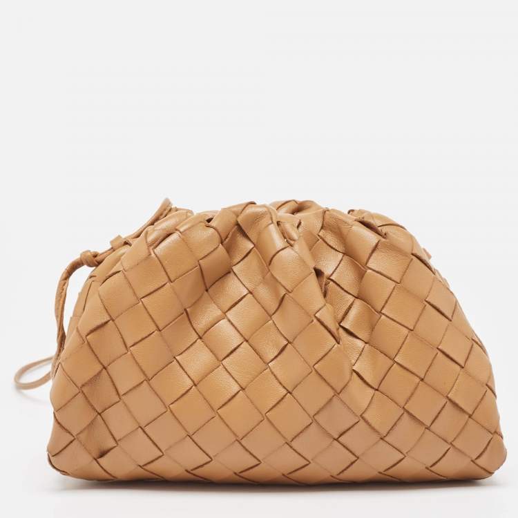 Pre Owned Bottega Veneta Tan Intrecciato Leather Mini The Pouch Bag