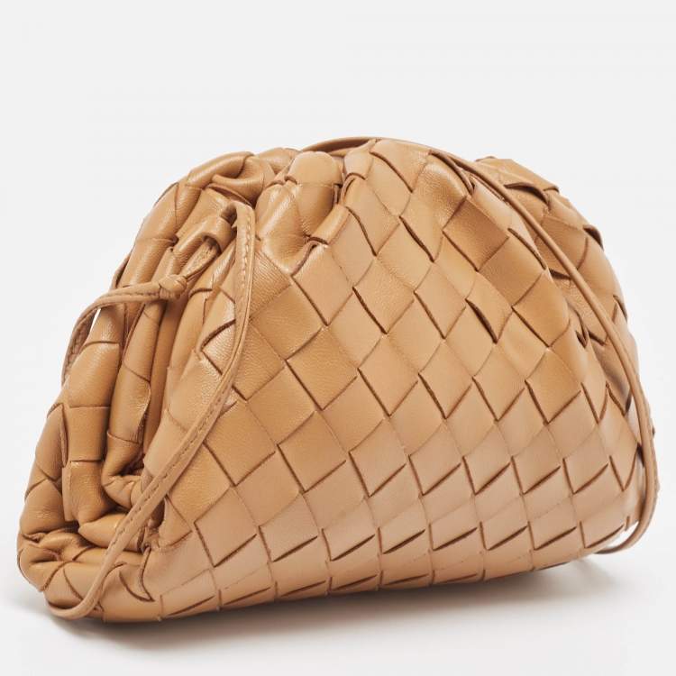 Pre Owned Bottega Veneta Tan Intrecciato Leather Mini The Pouch Bag