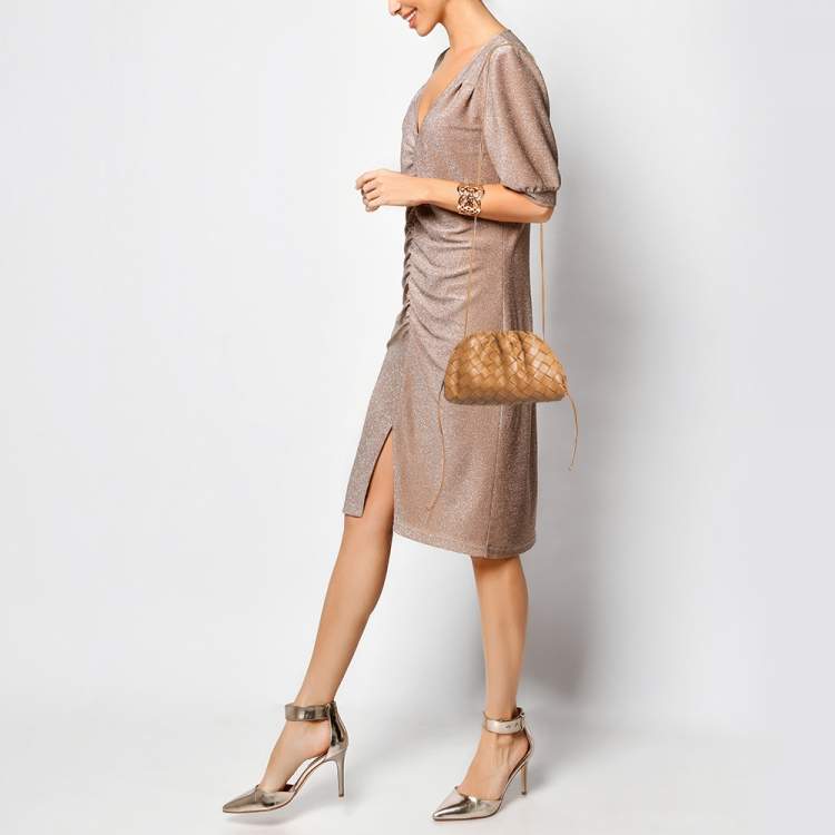 Pre Owned Bottega Veneta Tan Intrecciato Leather Mini The Pouch Bag