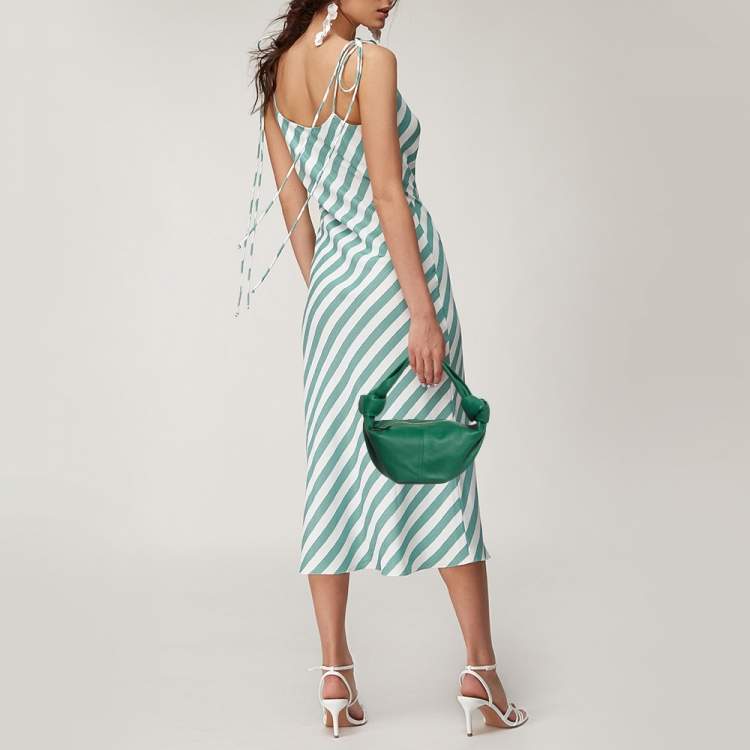 Pre Owned Bottega Veneta Dark Green Leather Double Knot Bag