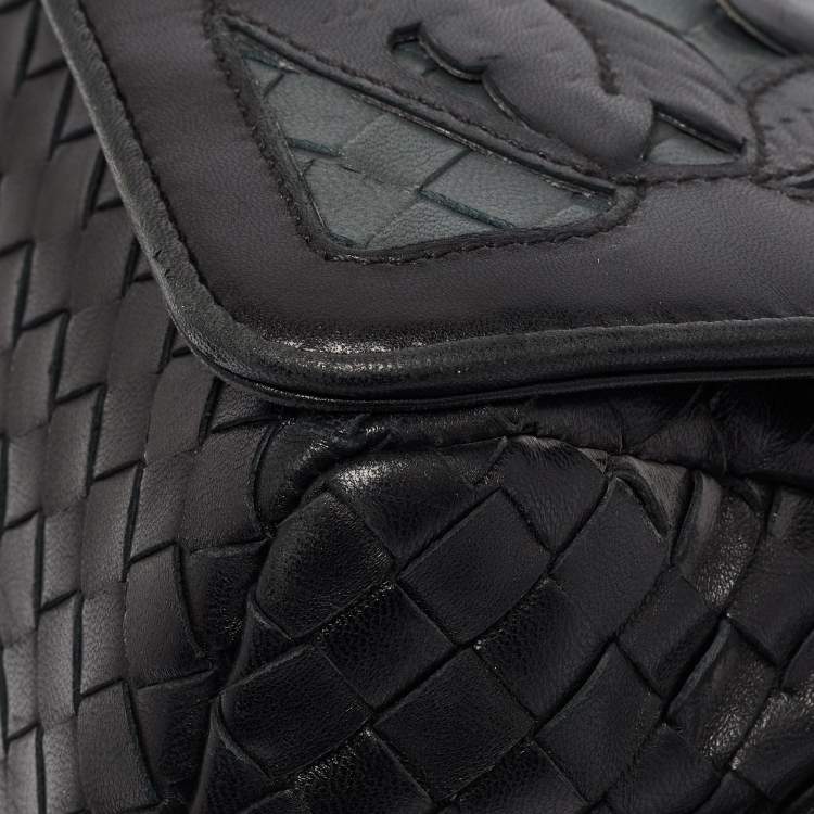مملوكة مسبقًا Bottega Veneta Black Intrecciato Leather Limited Edition 050/150 Floral Applique Sienna Bag