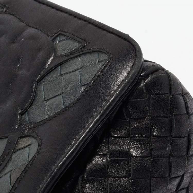 مملوكة مسبقًا Bottega Veneta Black Intrecciato Leather Limited Edition 050/150 Floral Applique Sienna Bag