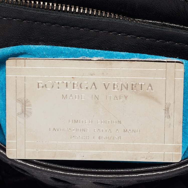 مملوكة مسبقًا Bottega Veneta Black Intrecciato Leather Limited Edition 050/150 Floral Applique Sienna Bag