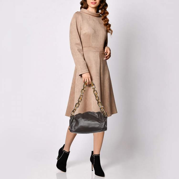 Pre Owned Bottega Veneta Brown Leather The Chain Pouch Bag