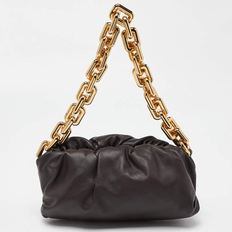 Pre Owned Bottega Veneta Brown Leather The Chain Pouch Bag