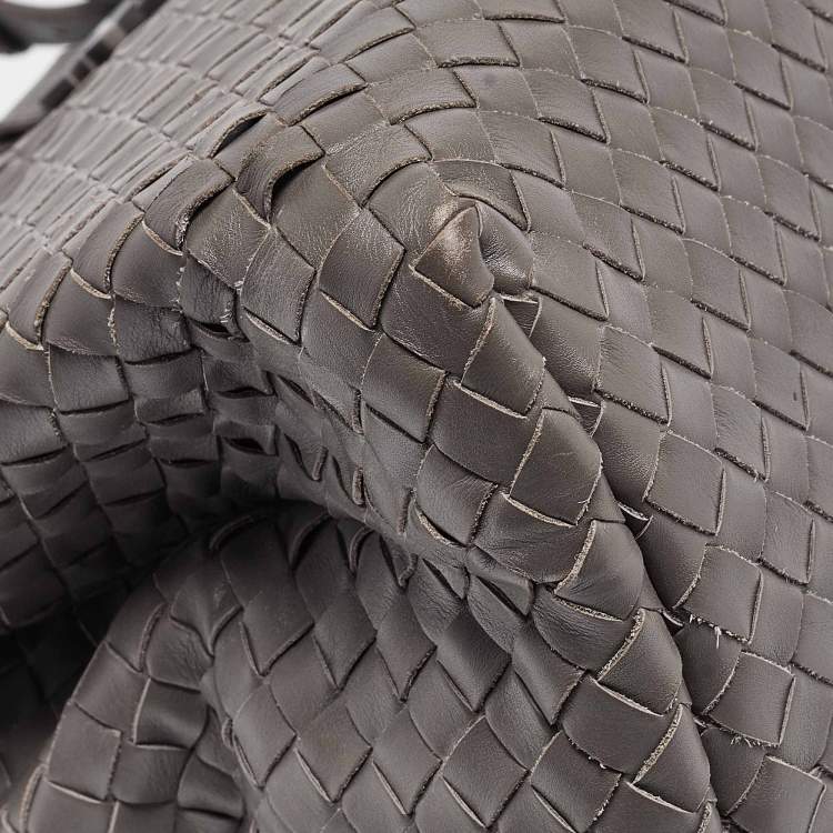 Pre Owned Bottega Veneta Grey Intrecciato Leather Medium Roma Tote
