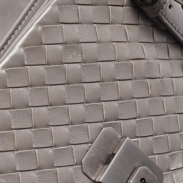 Pre Owned Bottega Veneta Grey Intrecciato Leather Medium Roma Tote
