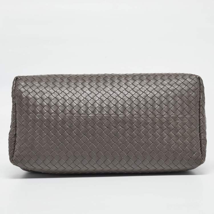 Pre Owned Bottega Veneta Grey Intrecciato Leather Medium Roma Tote