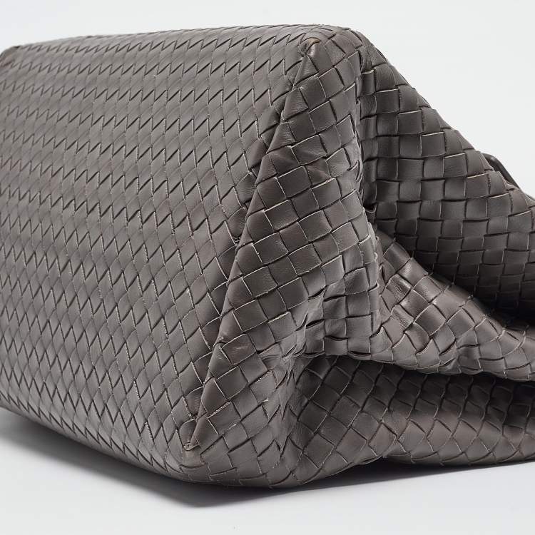 Pre Owned Bottega Veneta Grey Intrecciato Leather Medium Roma Tote