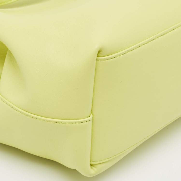 Pre Owned Bottega Veneta Lime Leather Medium Point Shoulder Bag