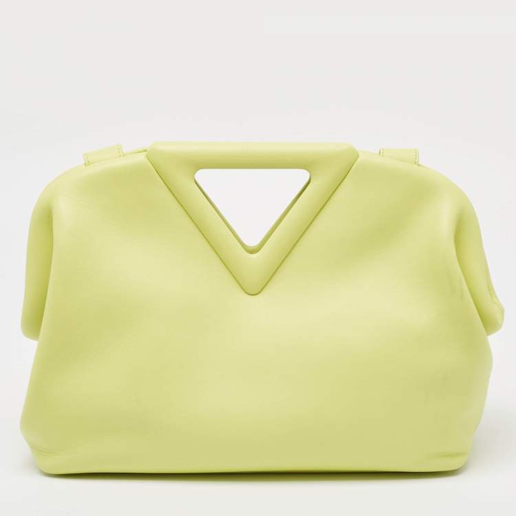 Pre Owned Bottega Veneta Lime Leather Medium Point Shoulder Bag
