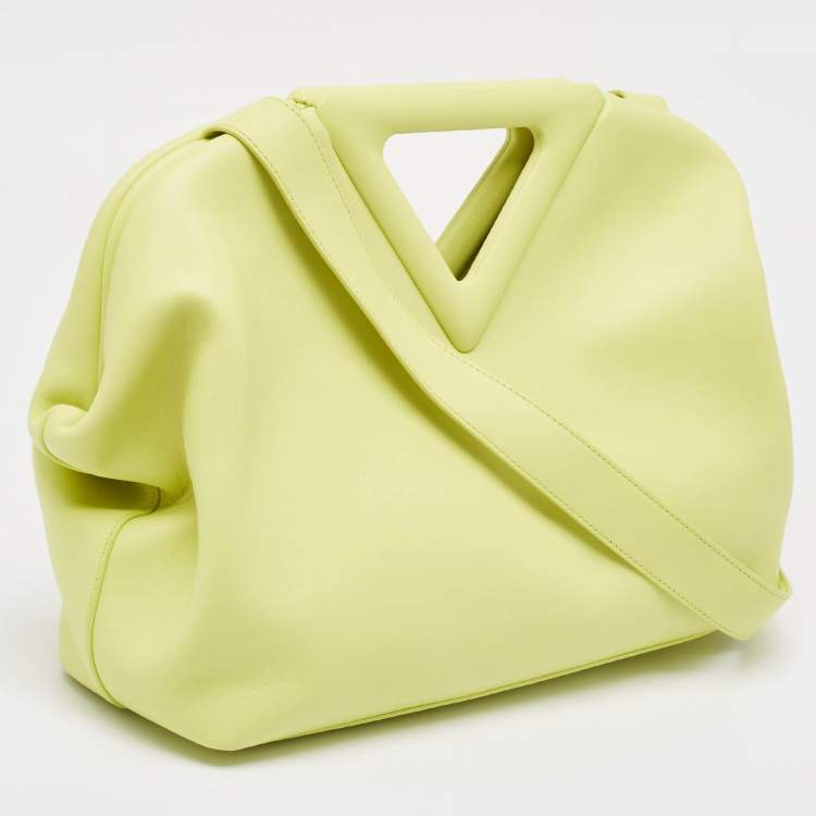 Pre Owned Bottega Veneta Lime Leather Medium Point Shoulder Bag