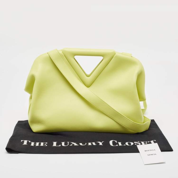Pre Owned Bottega Veneta Lime Leather Medium Point Shoulder Bag