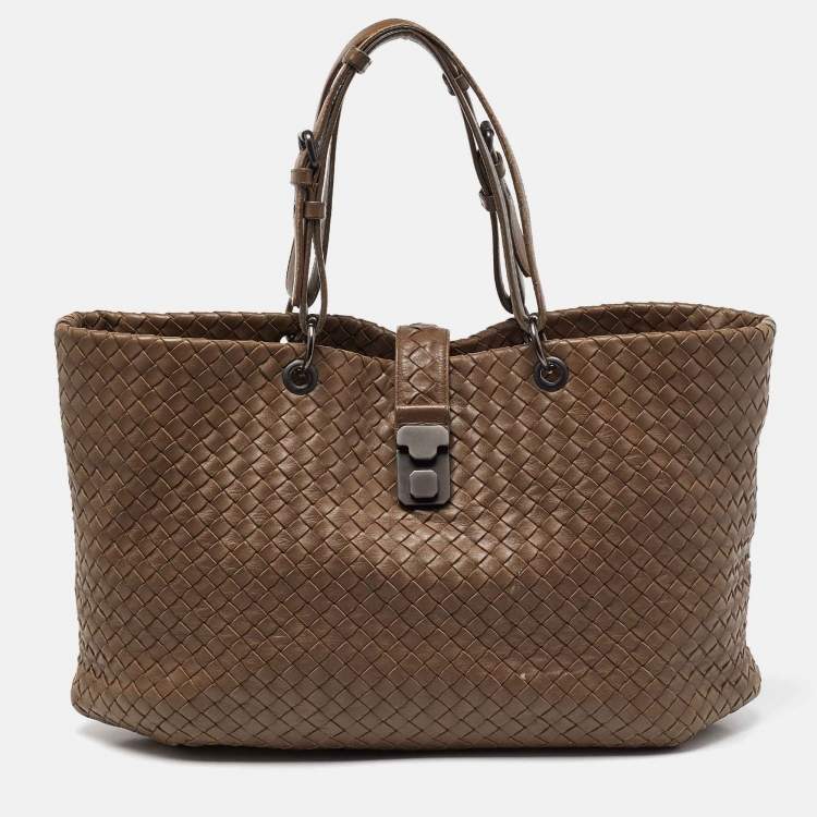Pre Owned Bottega Veneta Brown Intrecciato Leather Capri Tote