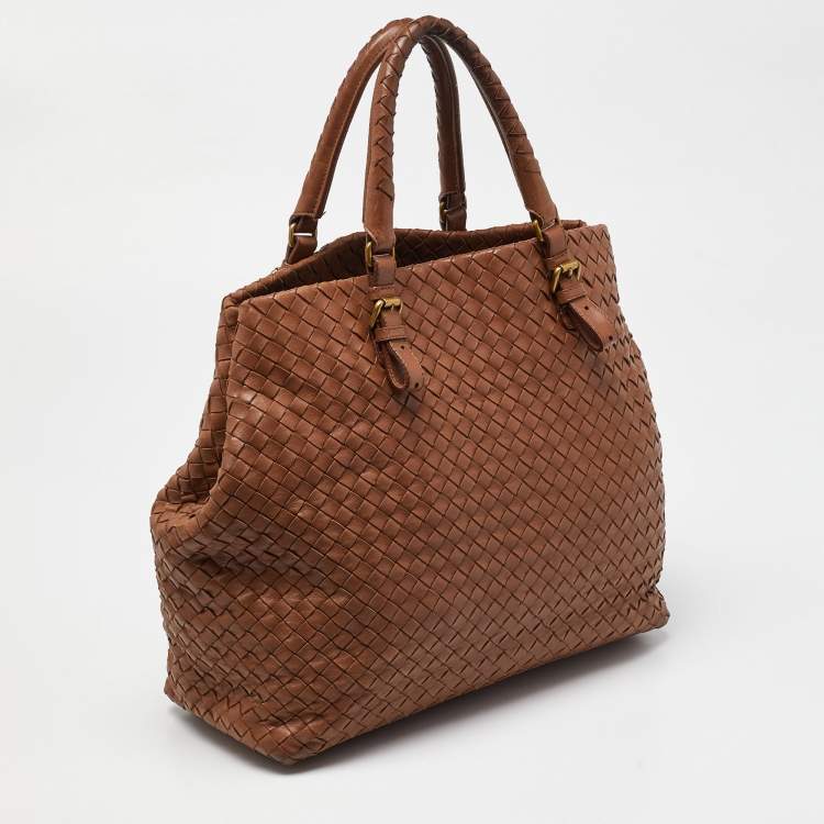 Pre Owned Bottega Veneta Brown Intrecciato Leather A-Shape Tote
