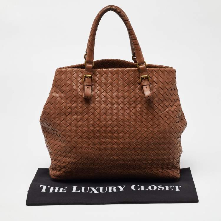 Pre Owned Bottega Veneta Brown Intrecciato Leather A-Shape Tote