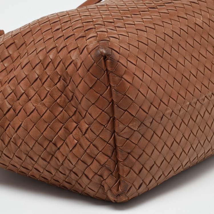 Pre Owned Bottega Veneta Brown Intrecciato Leather A-Shape Tote