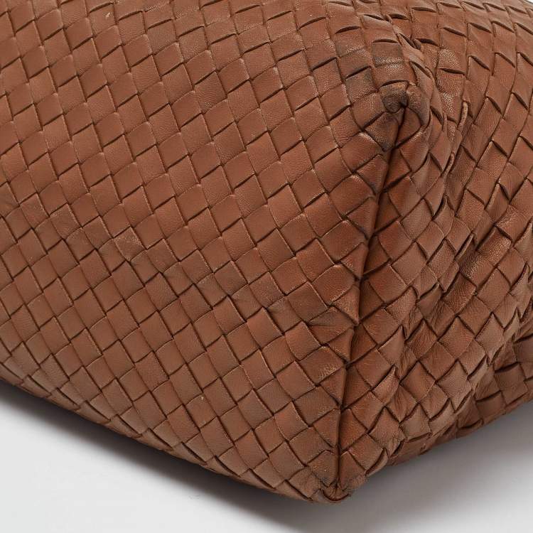 Pre Owned Bottega Veneta Brown Intrecciato Leather A-Shape Tote