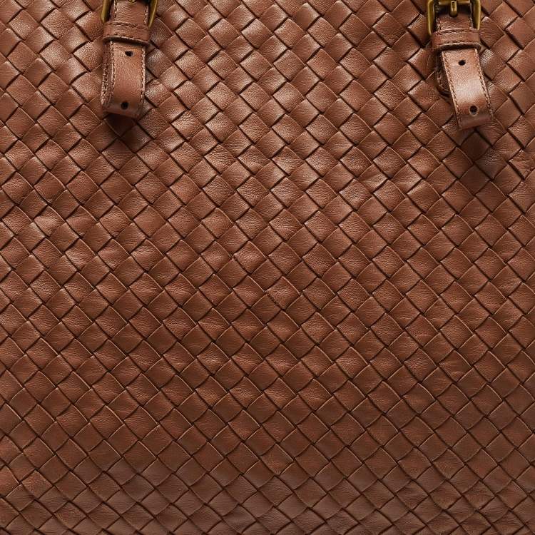 Pre Owned Bottega Veneta Brown Intrecciato Leather A-Shape Tote