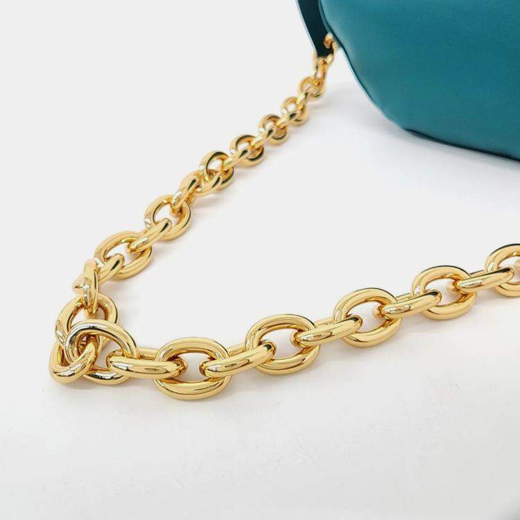 Pre Owned Bottega Veneta Blue Leather Belt Chain Pouch