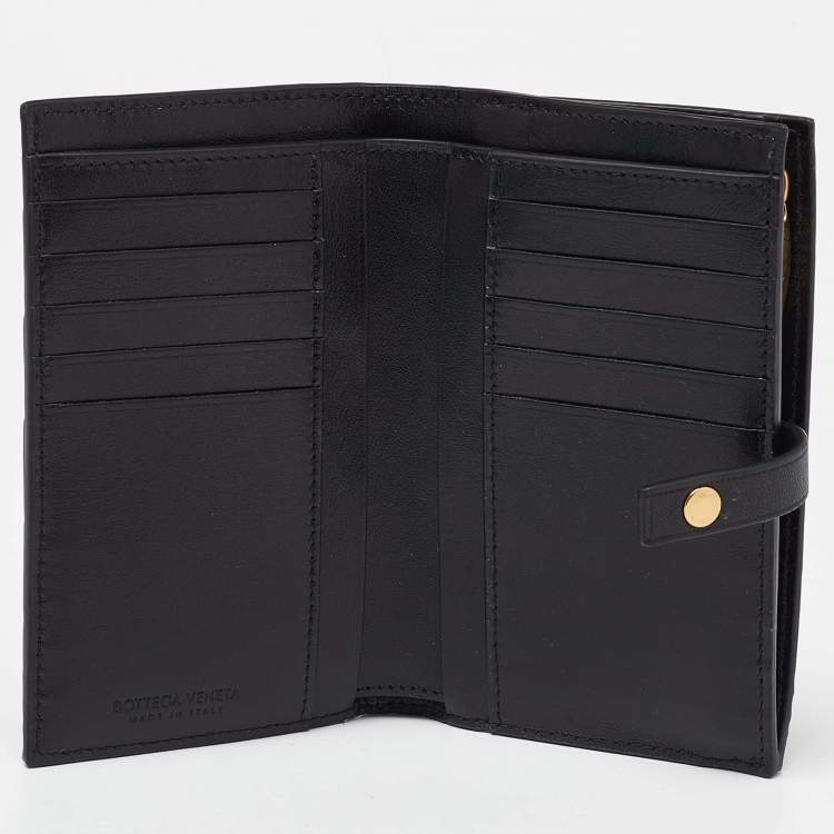 Pre Owned Bottega Veneta Black Intrecciato Leather Continental Wallet