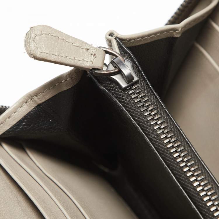 Pre Owned Bottega Veneta Grey Intrecciato Leather Zip Around Wallet