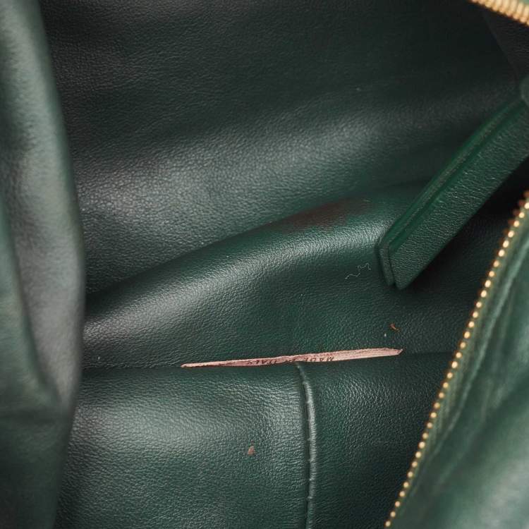 Pre Owned Bottega Veneta Dark Green Leather Double Knot Bag