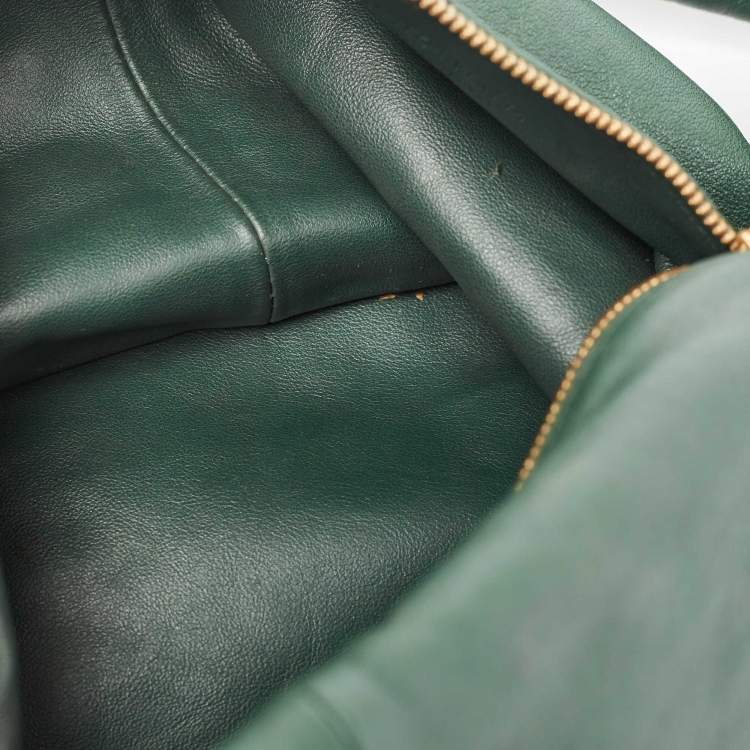 Pre Owned Bottega Veneta Dark Green Leather Double Knot Bag