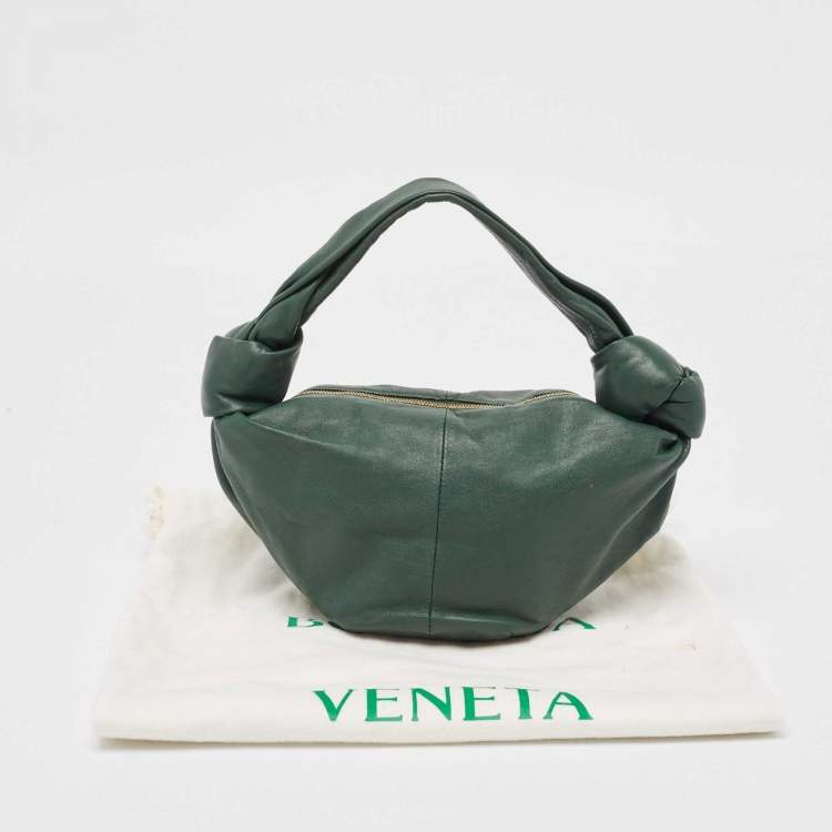 Pre Owned Bottega Veneta Dark Green Leather Double Knot Bag