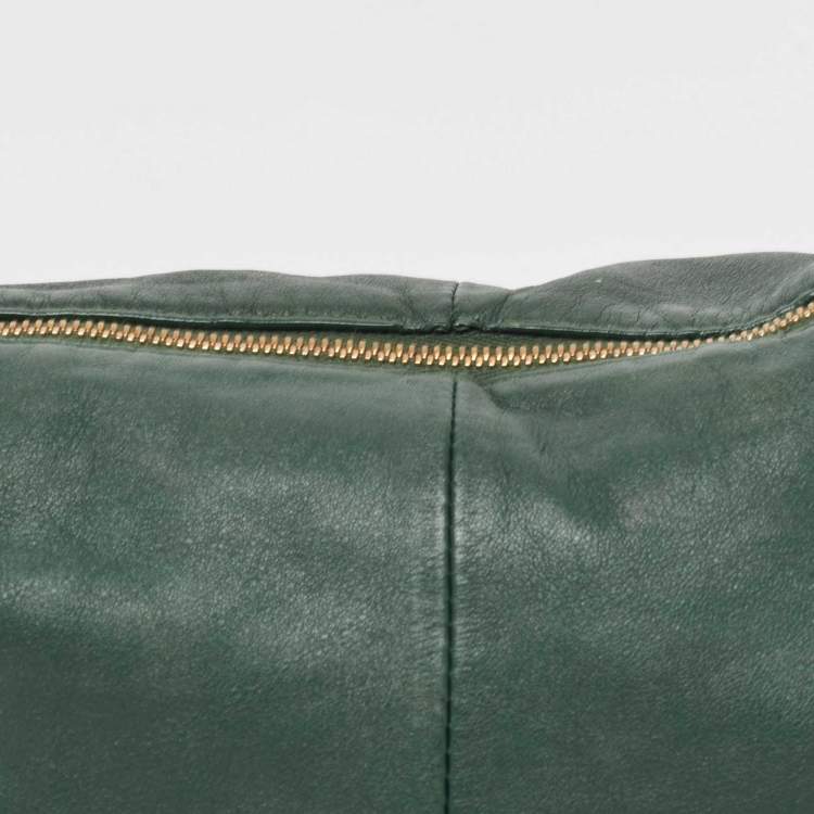 Pre Owned Bottega Veneta Dark Green Leather Double Knot Bag