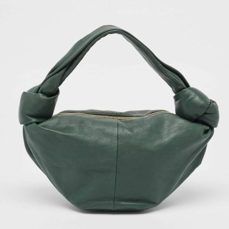 Pre Owned Bottega Veneta Dark Green Leather Double Knot Bag