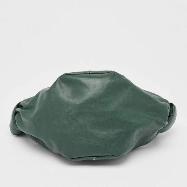 Pre Owned Bottega Veneta Dark Green Leather Double Knot Bag