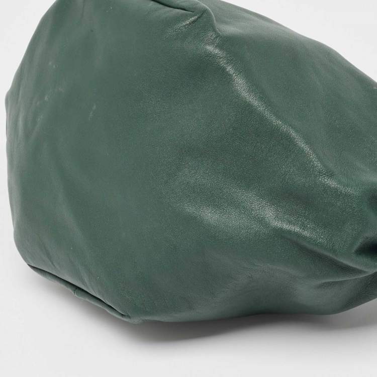 Pre Owned Bottega Veneta Dark Green Leather Double Knot Bag