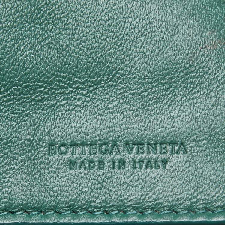 مملوكة مسبقًا Bottega Veneta Green Intrecciato Leather Flap Continental Wallet