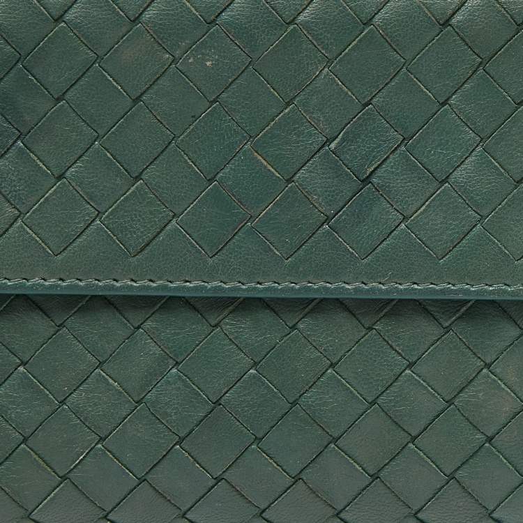 مملوكة مسبقًا Bottega Veneta Green Intrecciato Leather Flap Continental Wallet